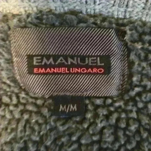 Emanuel Ungaro Gray Full Zip Knit Sweater Jacket Sherpa Lined Men’s M GrampaCore - Picture 8 of 9